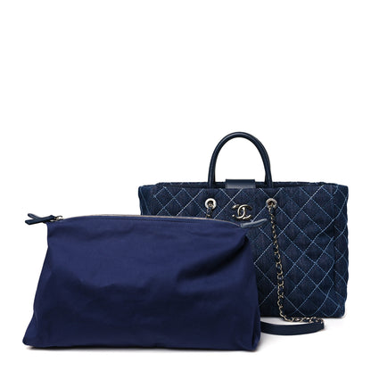 Chanel Denim Quilted Medium Coco Handle Shopping Tote Blue 3 of 12
