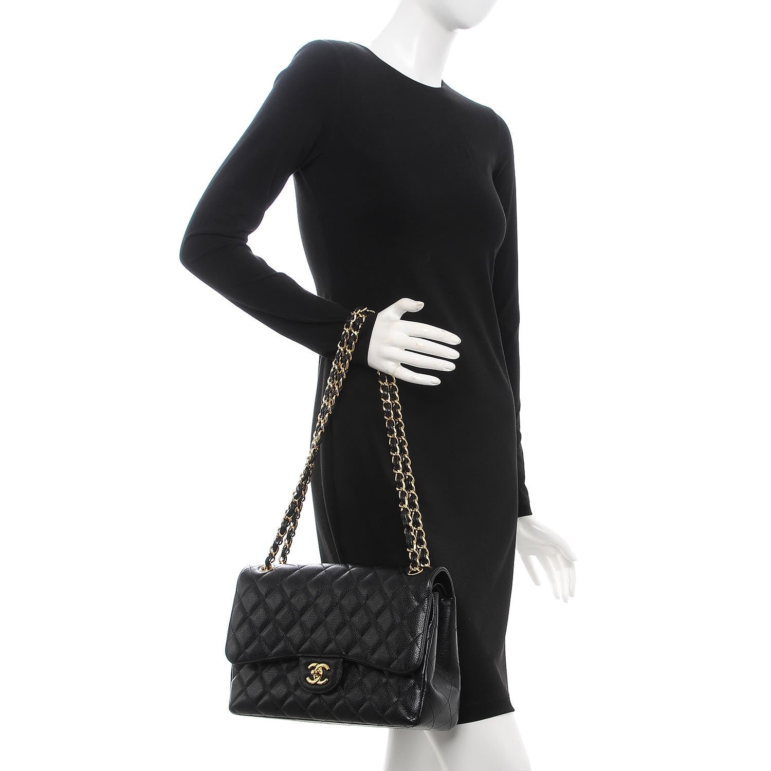 Chanel Caviar Quilted Jumbo Double Flap Black 3 of 8