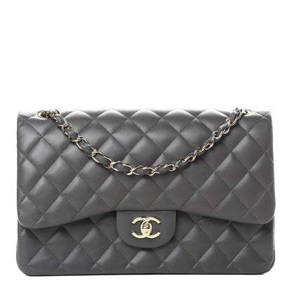 Chanel Lambskin Quilted Jumbo Double Flap Grey 1 of 11