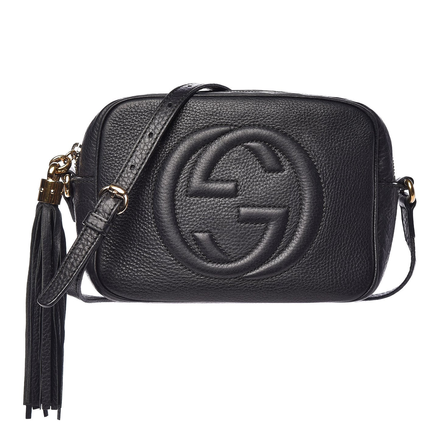 Pebbled Calfskin Small Soho Disco Bag Black