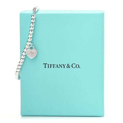 Tiffany Sterling Silver 4mm Mom Heart Tag Bead Bracelet 6 of 6