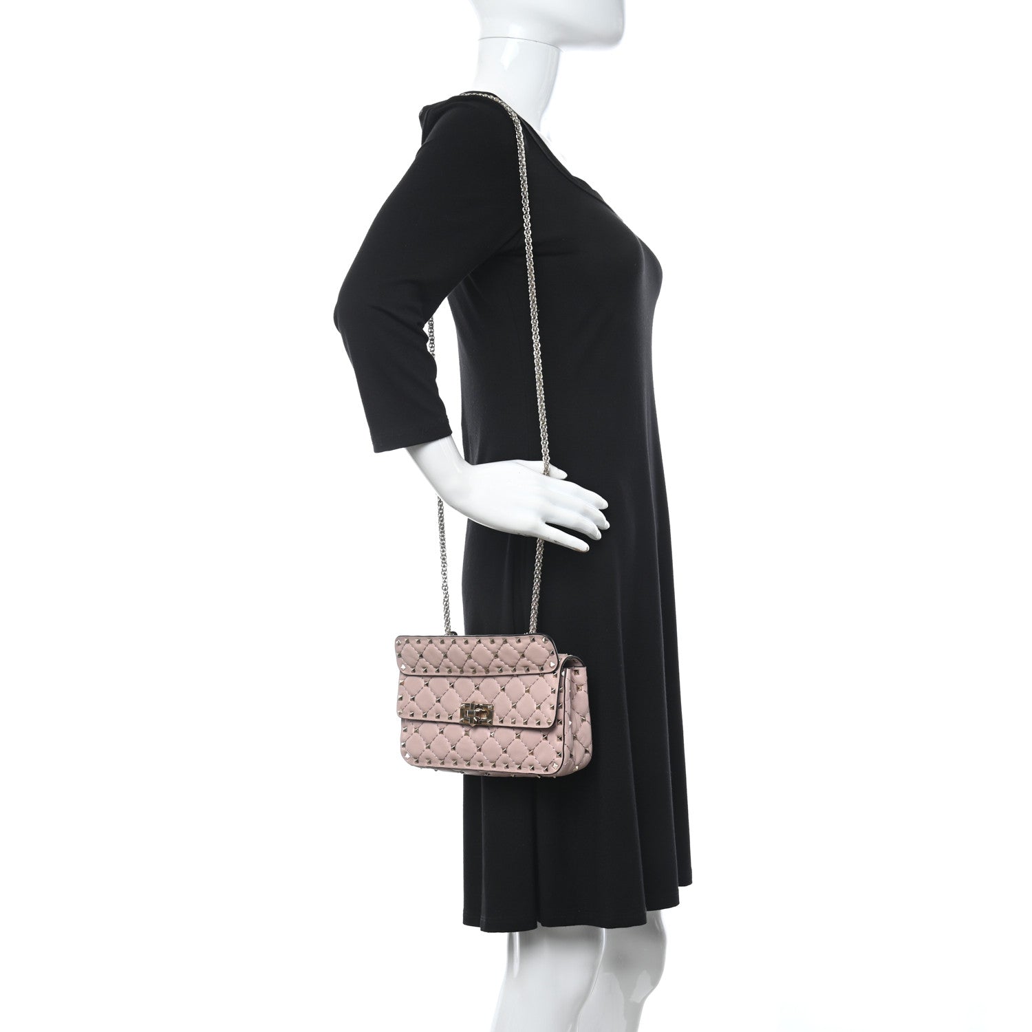 Valentino Garavani Nappa Small Rockstud Spike Shoulder Bag Poudre 2 of 7