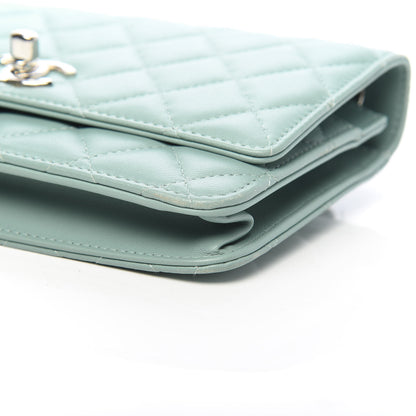 Chanel Lambskin Quilted Trendy CC Wallet On Chain WOC Light Blue 11 of 14