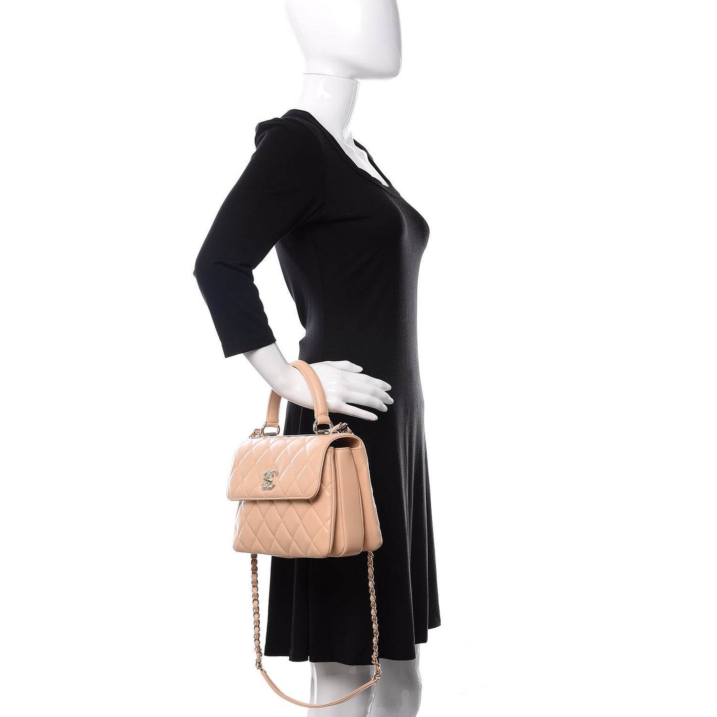 Lambskin Quilted Small Trendy CC Dual Handle Flap Bag Beige