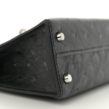 Hermes Ostrich Kelly Sellier Mini 20 Black 9 of 12
