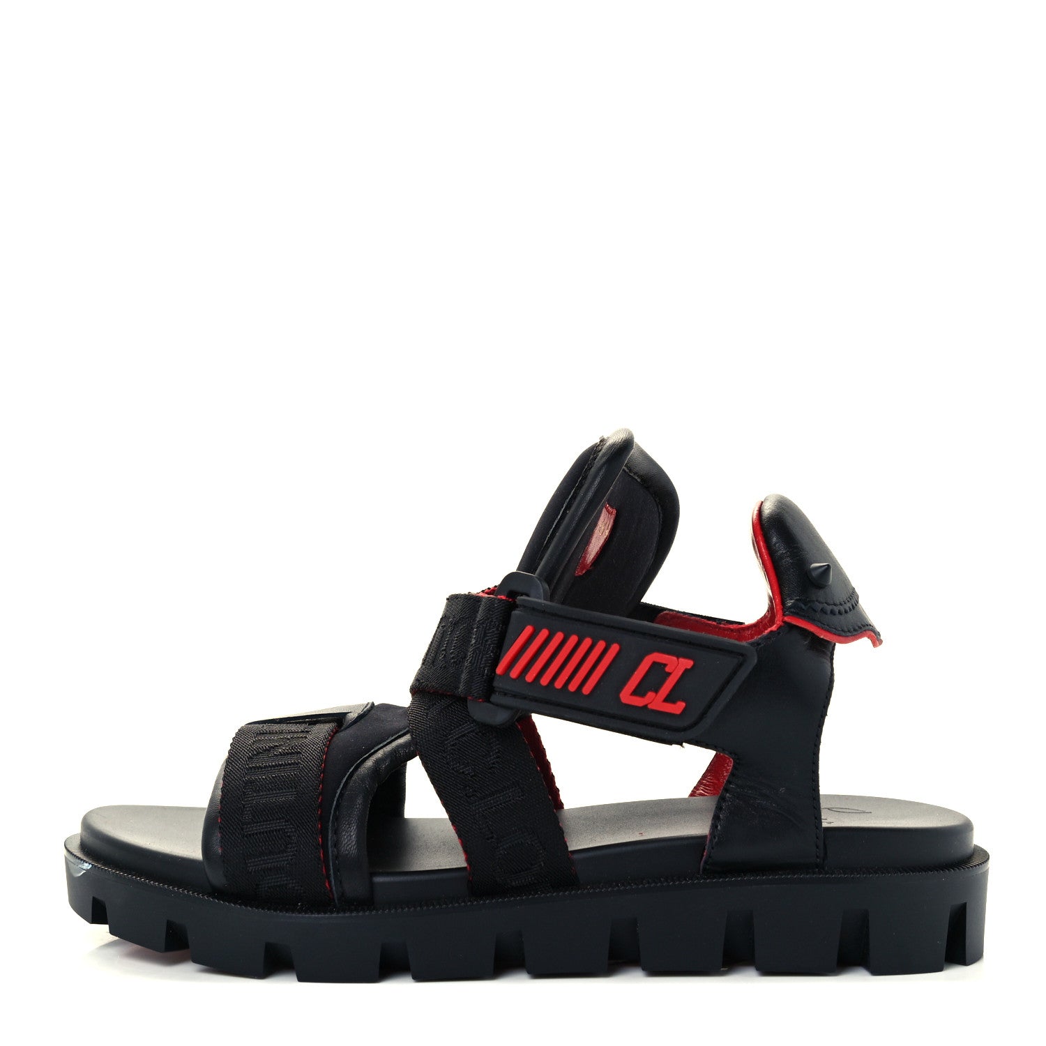 Christian Louboutin Calfskin Velcrissimo Flat Sandals 35.5 Black 1 of 12