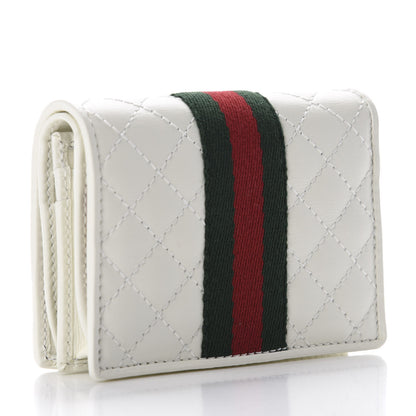 Gucci Calfskin Web Trapuntata GG Card Case Wallet Off White 3 of 8