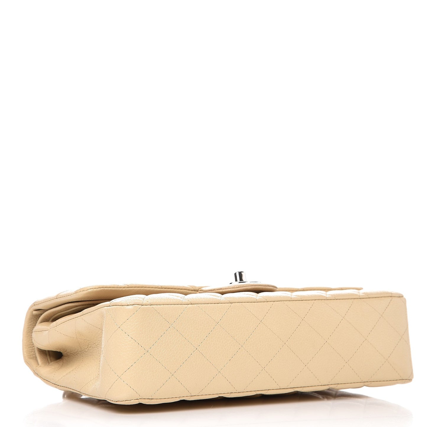 Caviar Quilted Medium Double Flap Beige Clair