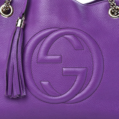Gucci Pebbled Calfskin Medium Soho Chain Shoulder Bag Shine Purple 10 of 10