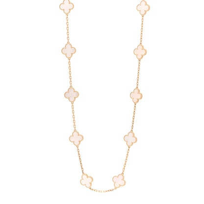 Van Cleef & Arpels 18K Yellow Gold Mother of Pearl 20 Motifs Vintage Alhambra Necklace 1 of 5