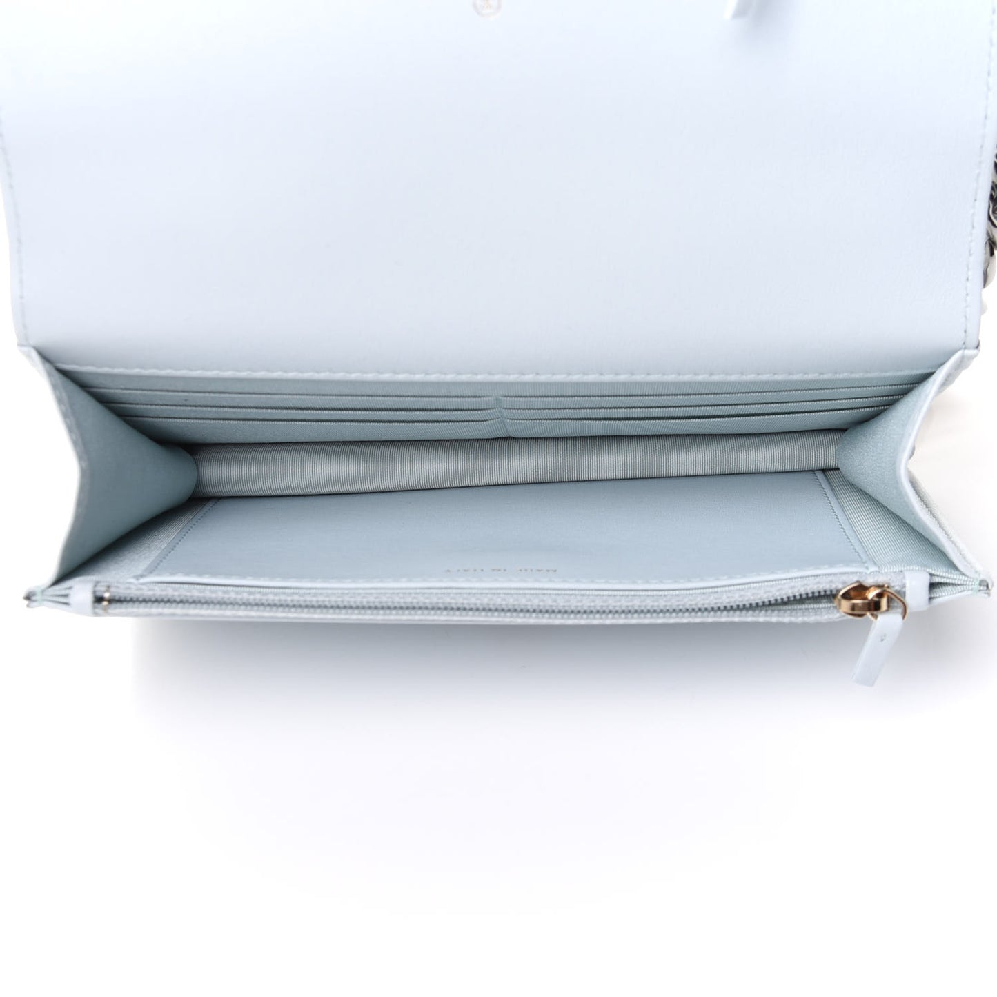 Lambskin Quilted Chanel 19 Wallet On Chain WOC Light Blue