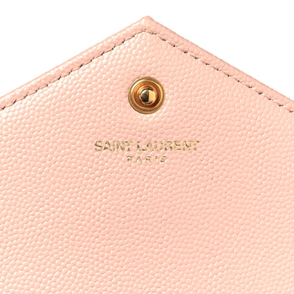 Saint Laurent Grain De Poudre Matelasse Chevron Monogram Chain Wallet Pale Pink 6 of 13