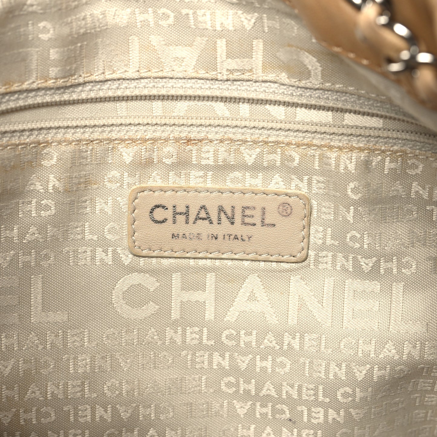 Lambskin Quilted Shopping Tote Beige