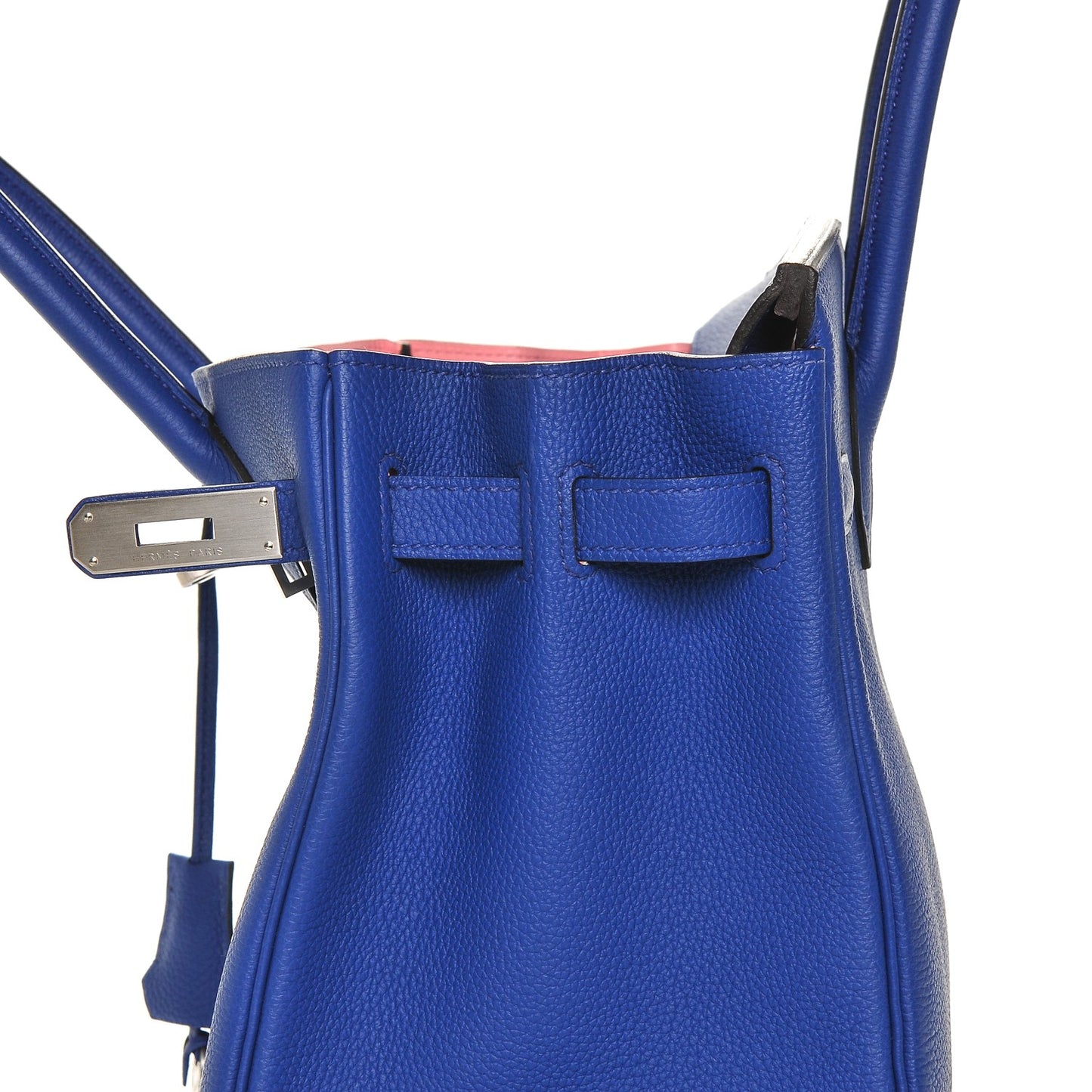 Togo Horseshoe Birkin 30 Bleu Electrique Rose Lipstick