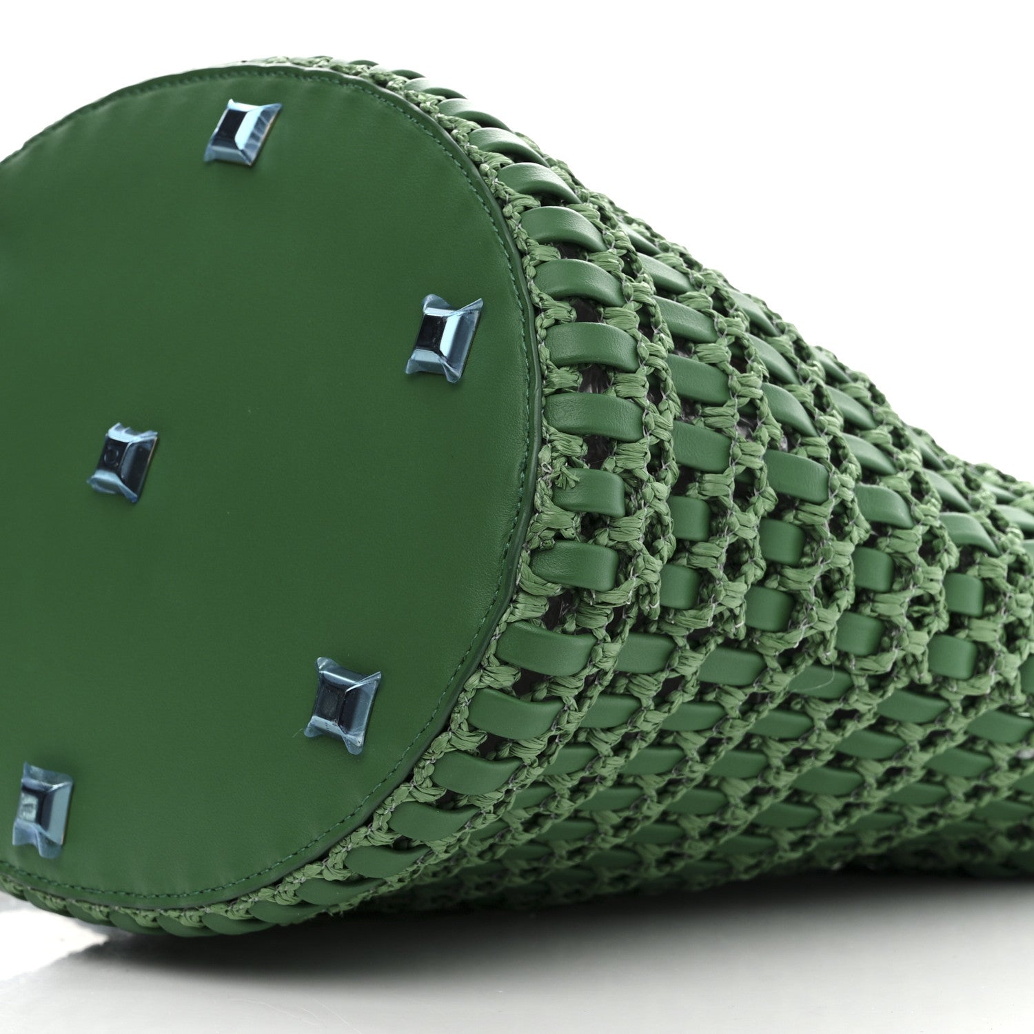 Salvatore Ferragamo Calfskin Woven The Studio Bucket Bag Green
