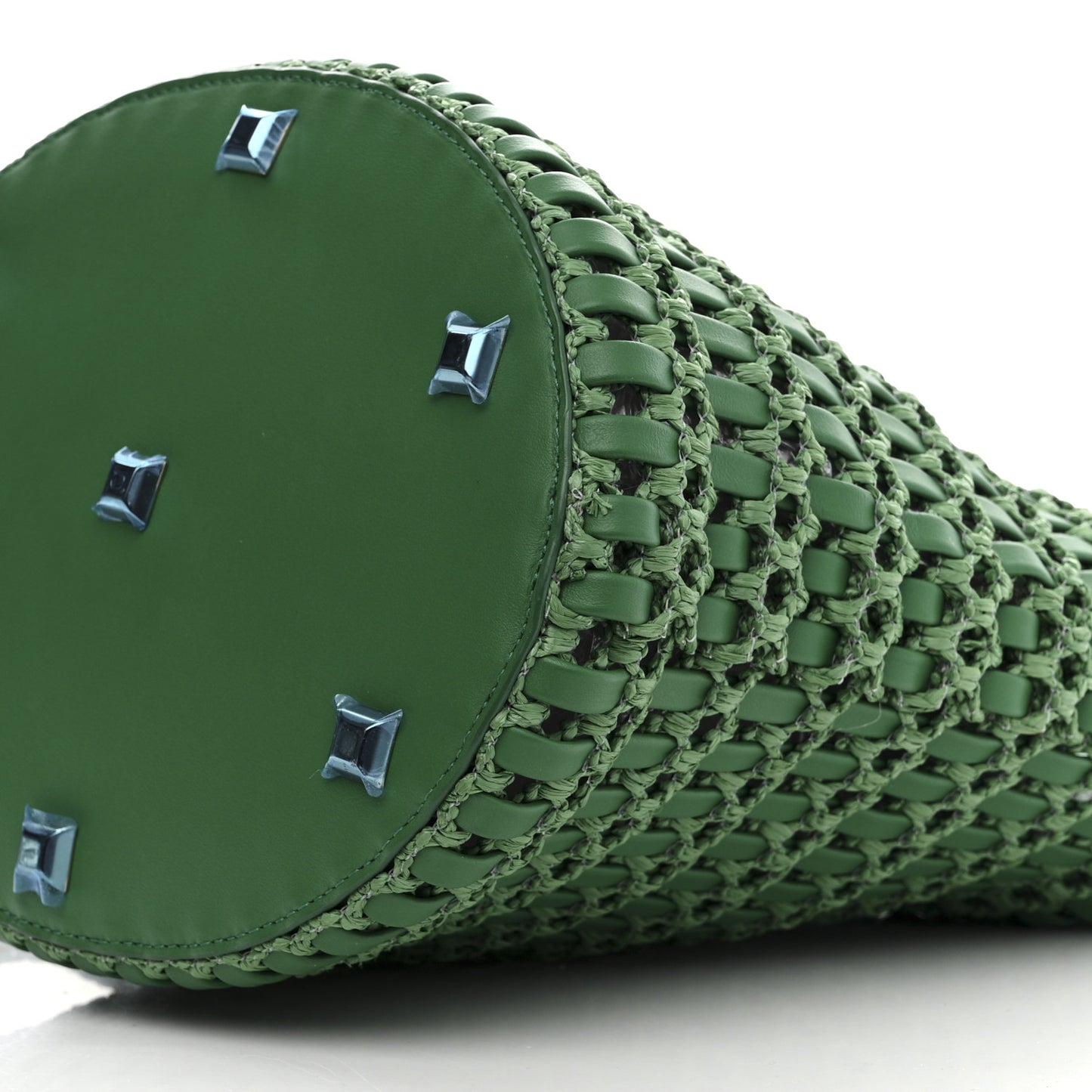 Calfskin Woven The Studio Bucket Bag Green