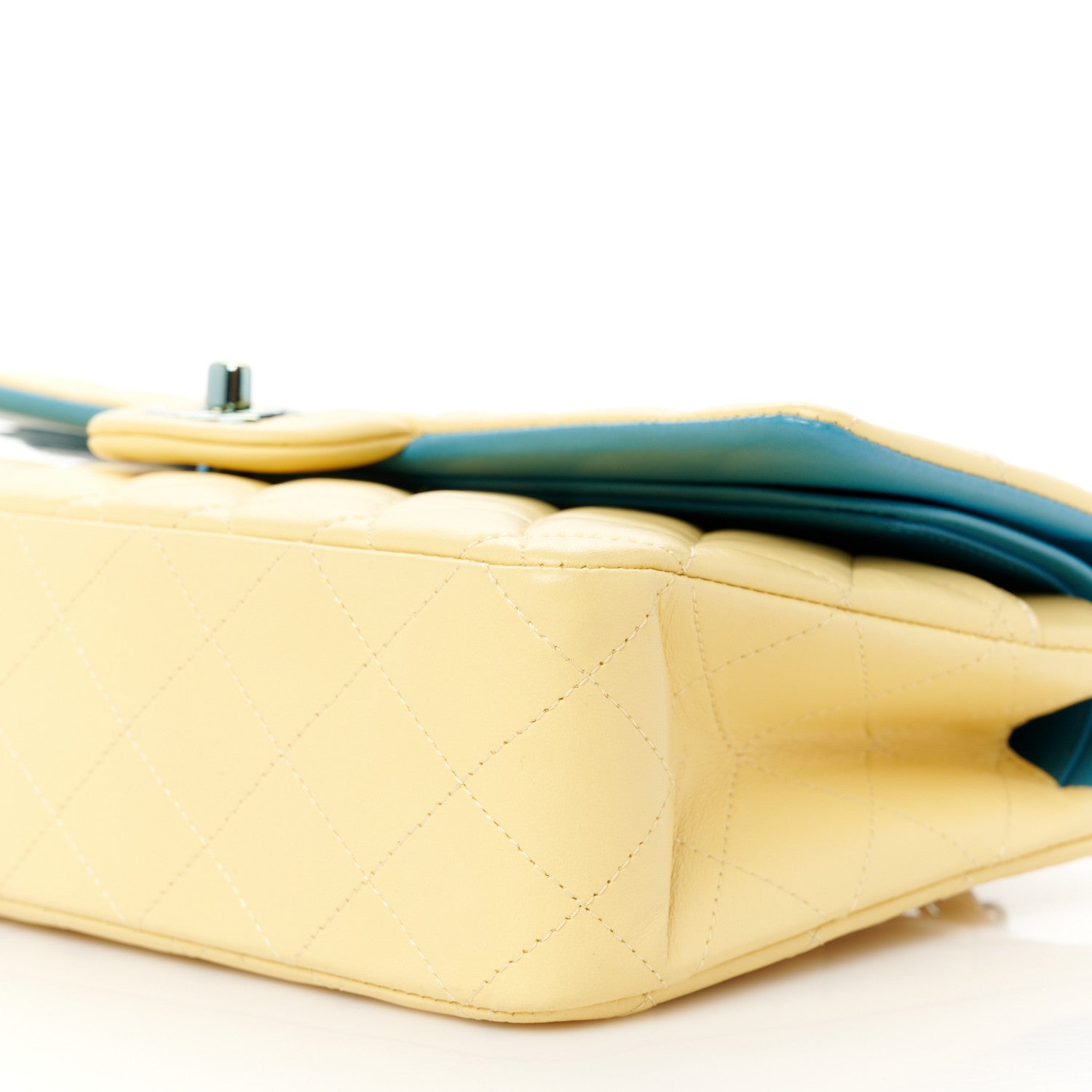 Chanel Lambskin Quilted Medium Double Flap Yellow Blue 11 of 11
