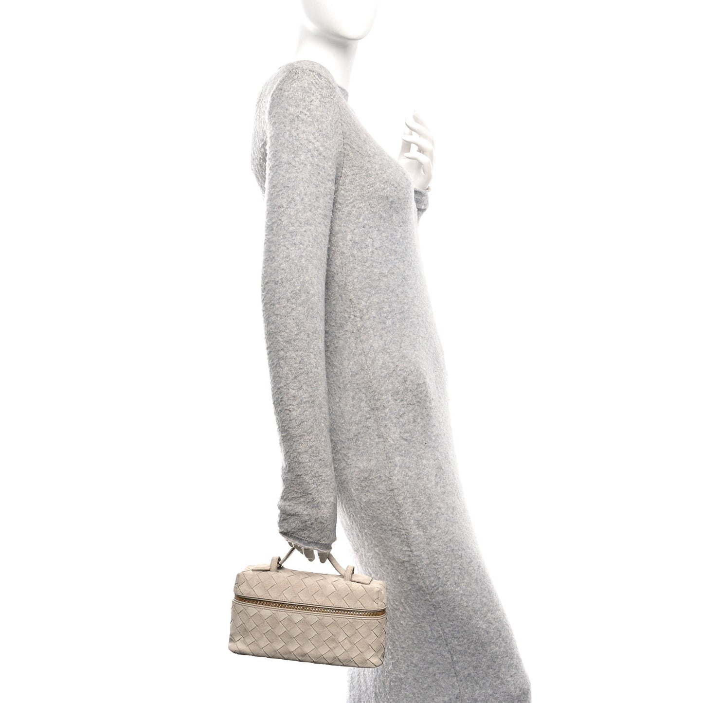 Suede Intrecciato Bang Bang Vanity Case Ecru
