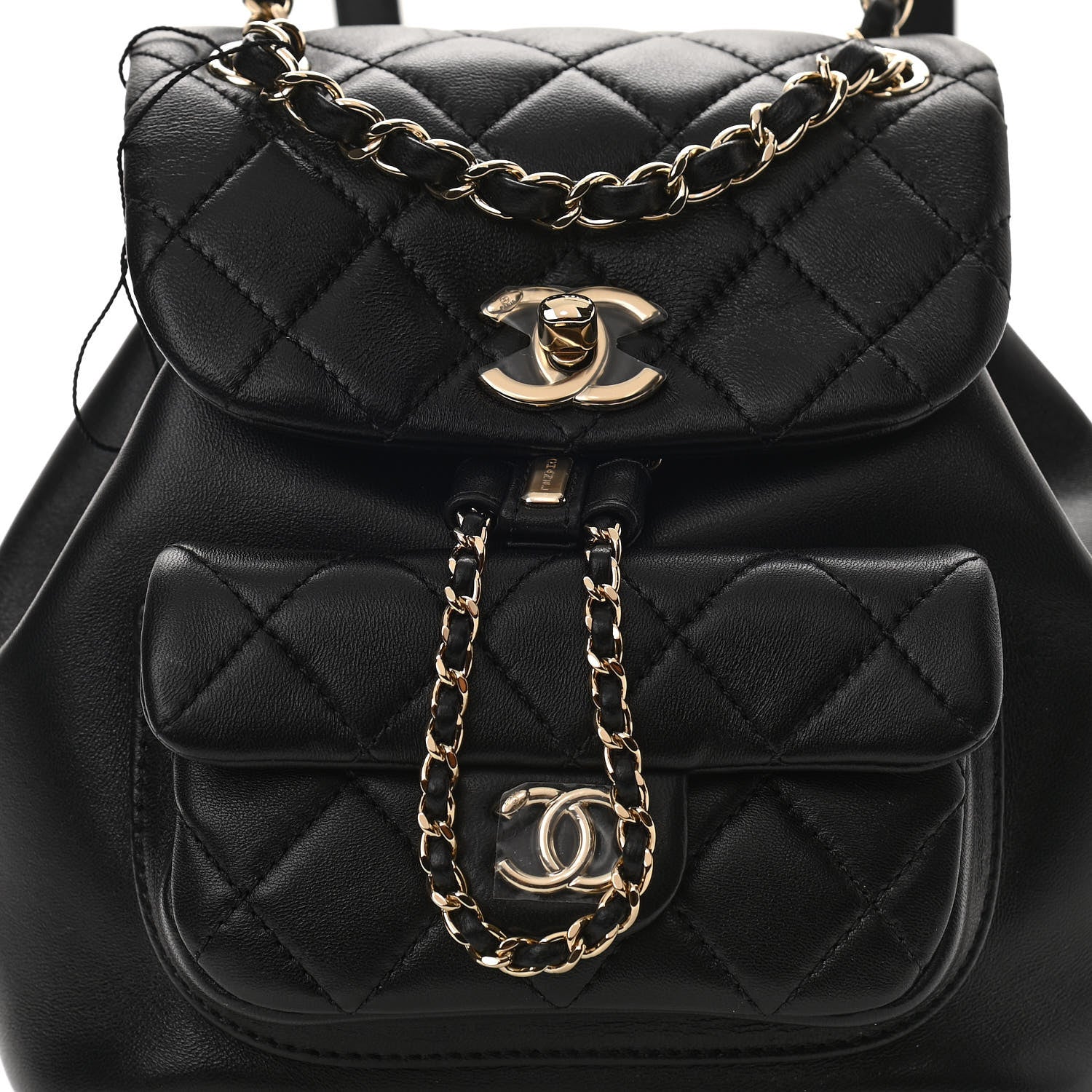 Chanel Lambskin Quilted Small Duma Drawstring Backpack Black 8 of 10