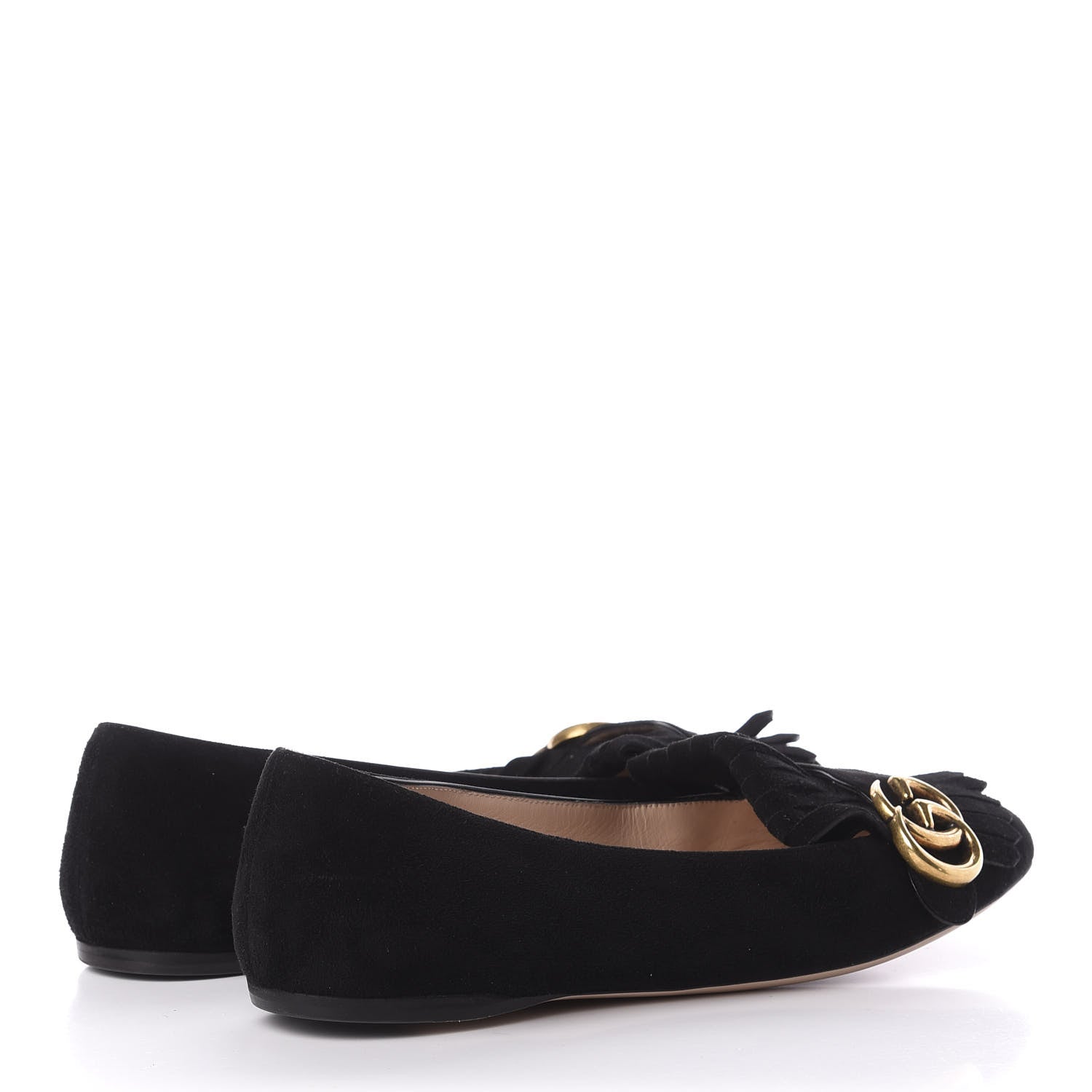 Gucci Suede GG Marmont Fringe Flats 39 Black 4 of 8