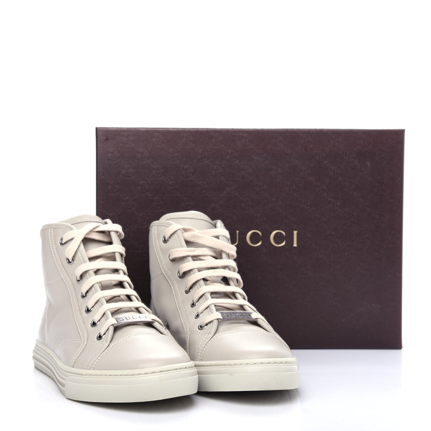 Calfskin Womens High Top Sneakers 37.5 Mystic White