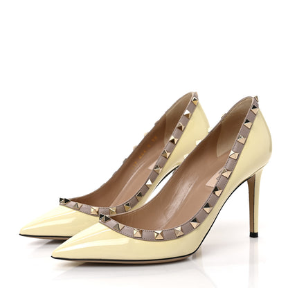 Valentino Garavani Patent Rockstud 85mm Pumps 38 Ivory Poudre 3 of 9