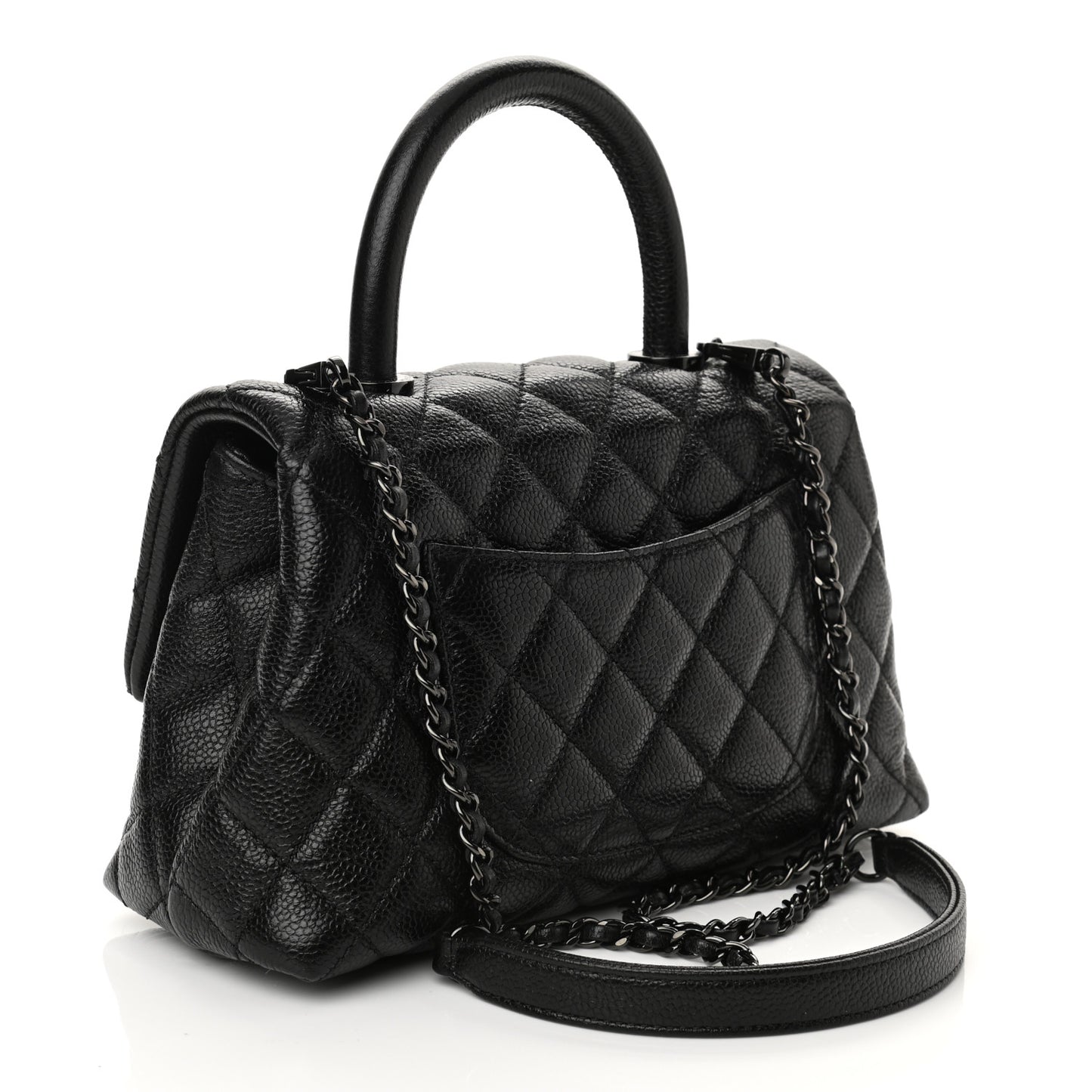 Caviar Quilted Mini Coco Handle Flap So Black