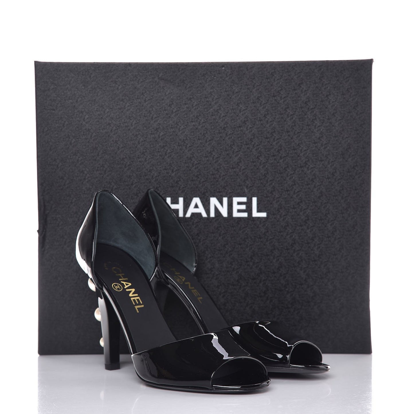 Patent Pearl Peep Toe d'Orsay Pumps 39 Black