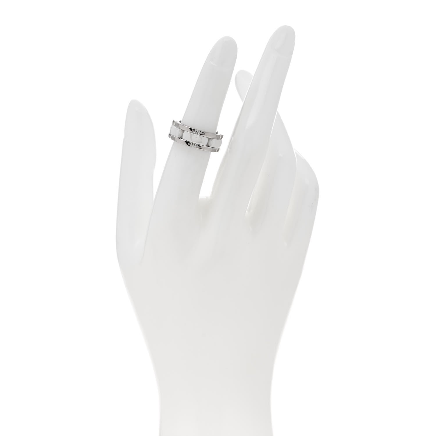 Chanel 18K White Gold Ceramic Small Ultra Ring 48 4.5 2 of 5