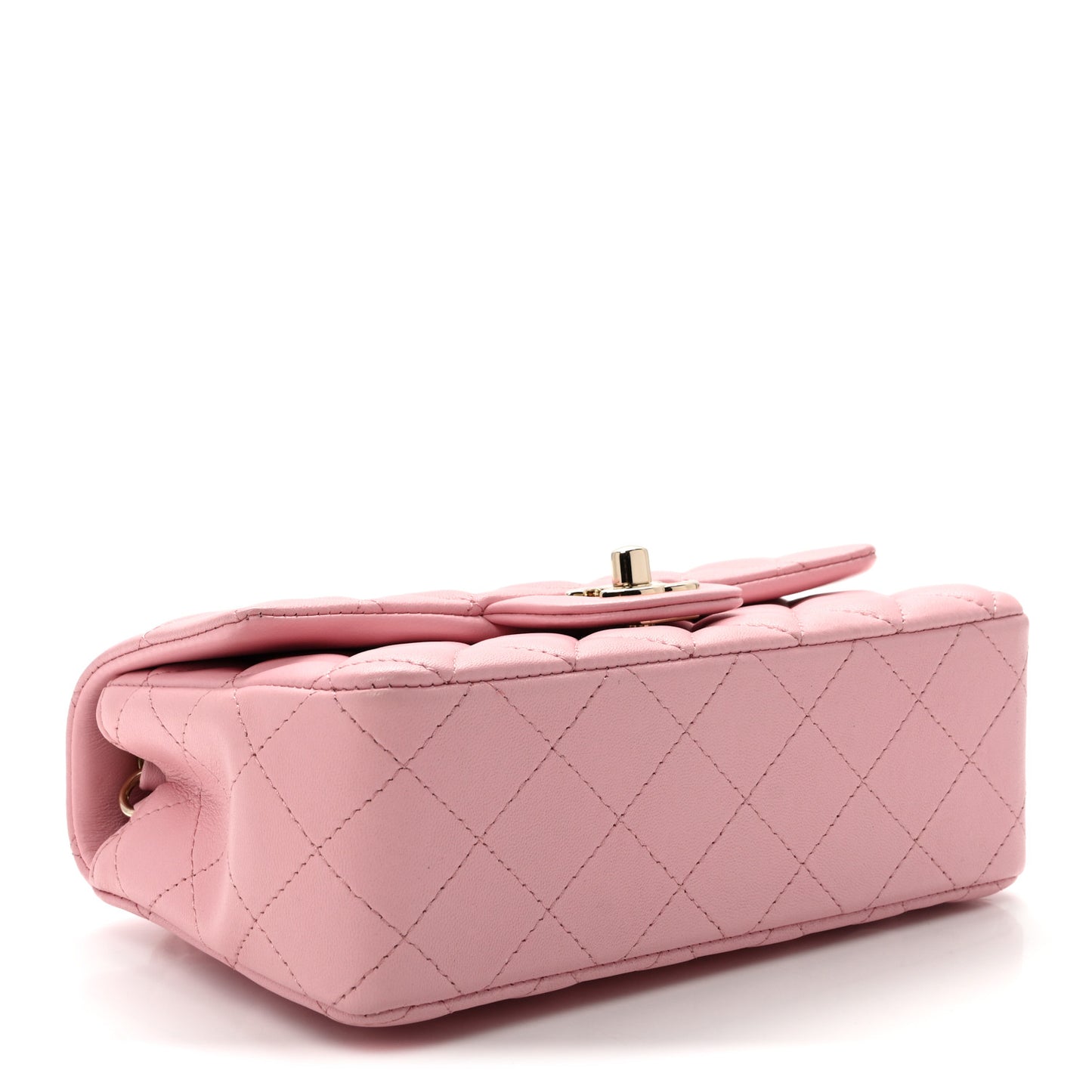 Lambskin Quilted Mini Rectangular Flap Light Pink