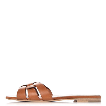 Saint Laurent Calfskin Tribute 05 Slide Sandals 37.5 Amber 1 of 8