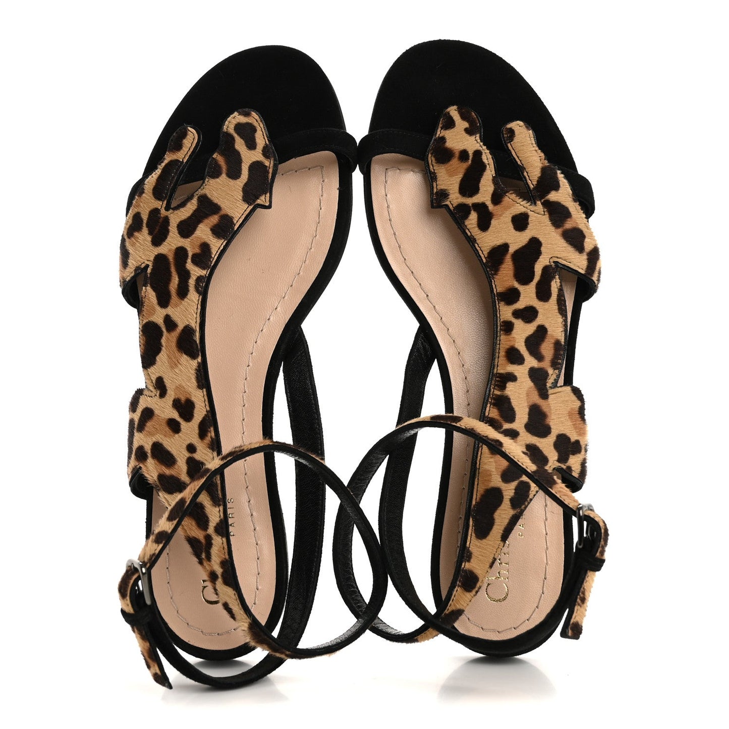 Pony Hair Panther Sandals 37 Brown Black