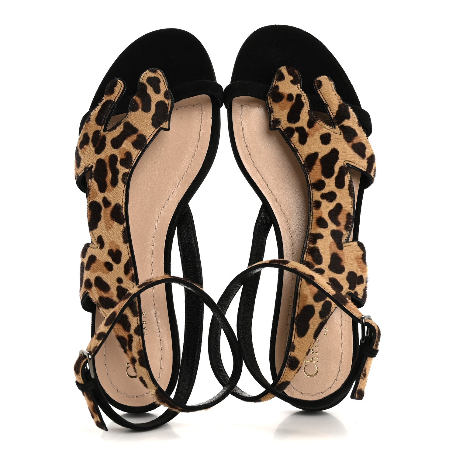 Christian Dior Pony Hair Panther Sandals 37 Brown Black 2 of 9