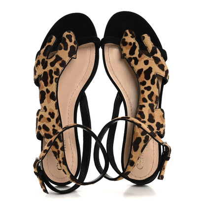 Christian Dior Pony Hair Panther Sandals 37 Brown Black 2 of 9