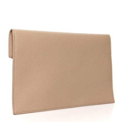 Saint Laurent Grain De Poudre Uptown Pouch Dark Latte 3 of 9