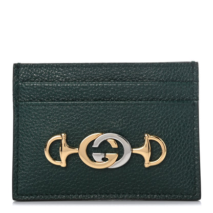 Gucci Grainy Calfskin Zumi Card Holder Vintage Green 1 of 6