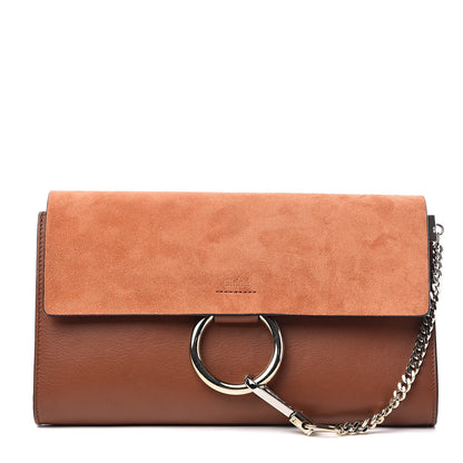 Chloe Suede Calfskin Faye Clutch Tobacco 1 of 9