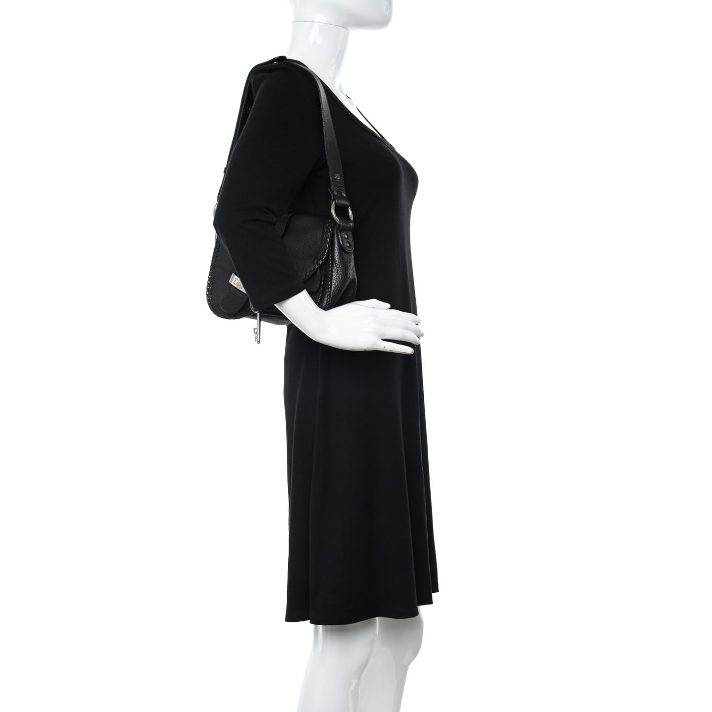 Pebbled Calfskin Mini Gaucho Crossbody Bag Black