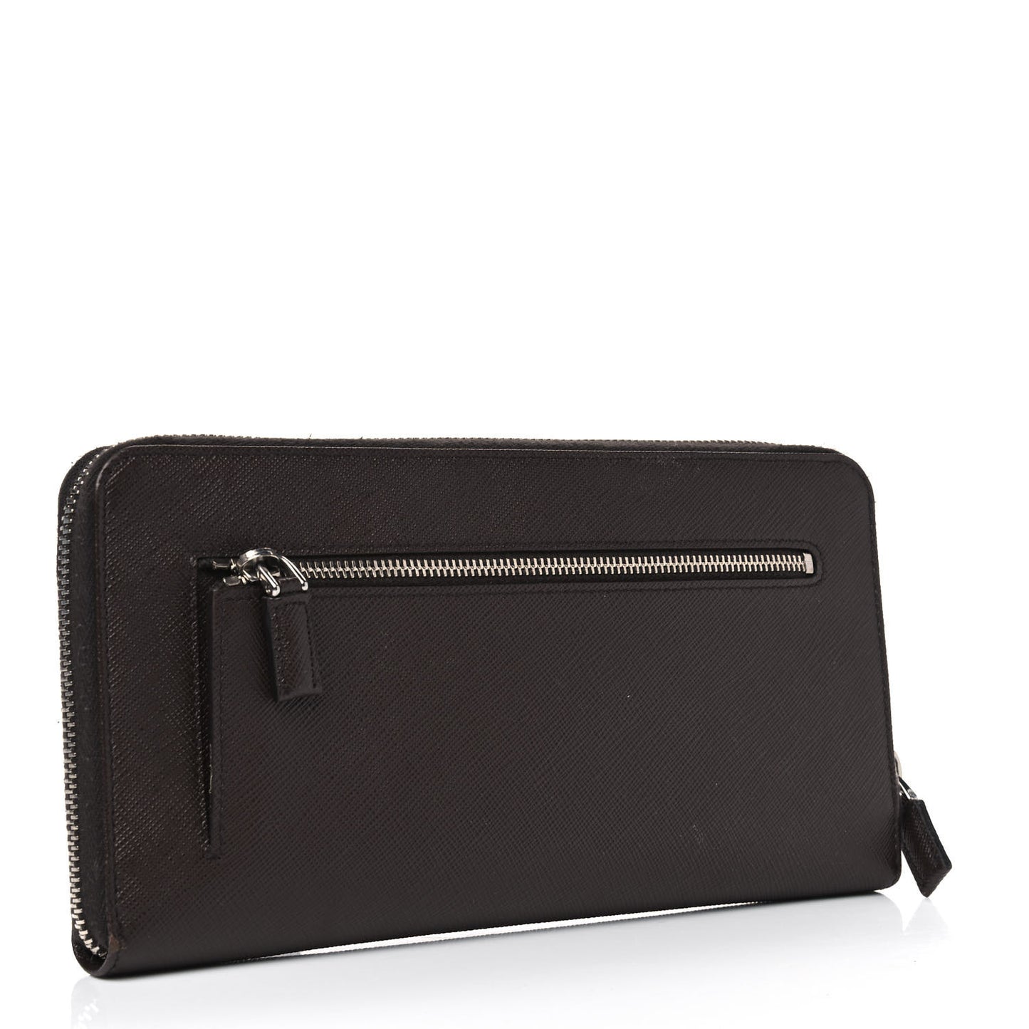 Saffiano Large Zip Around Travel Wallet Brown
