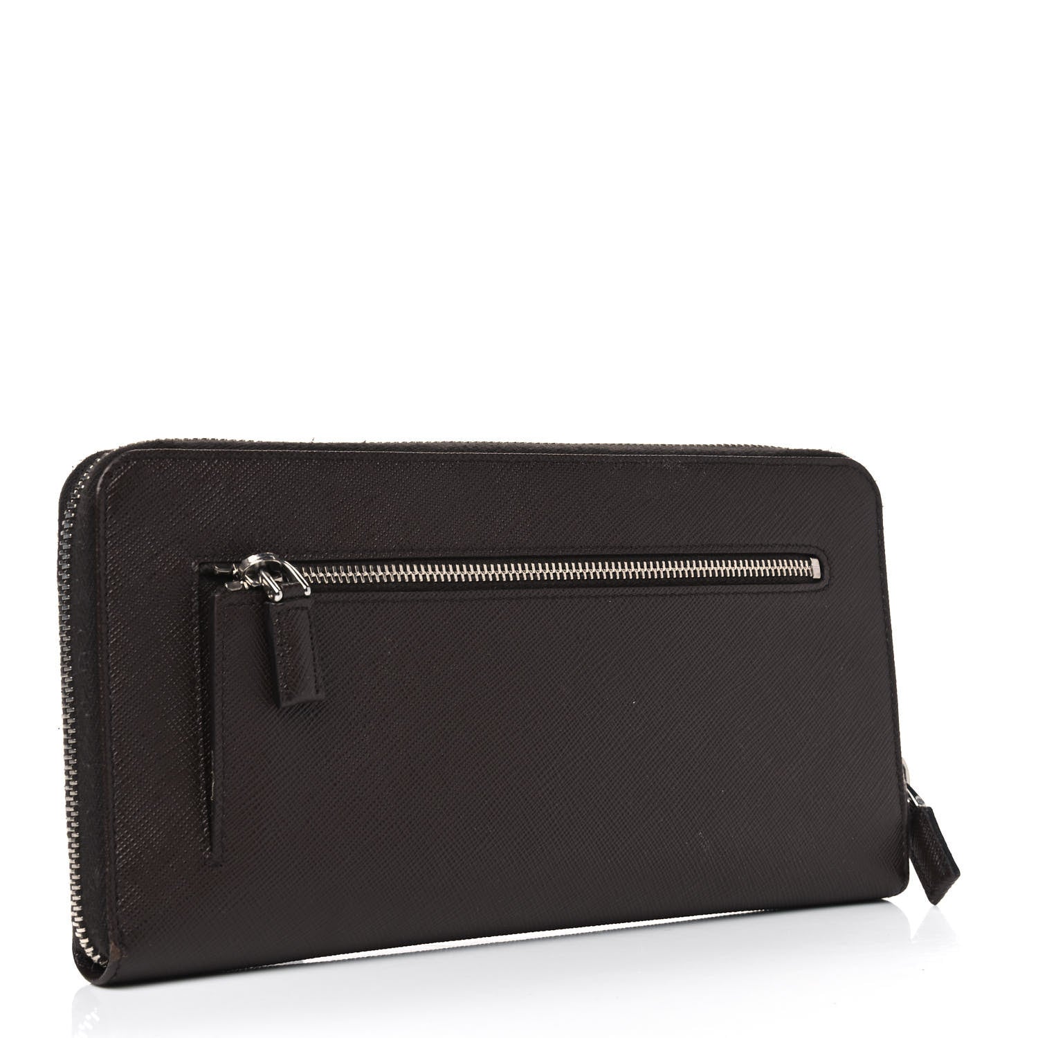 Prada Saffiano Large Zip Around Travel Wallet Brown 2 of 10