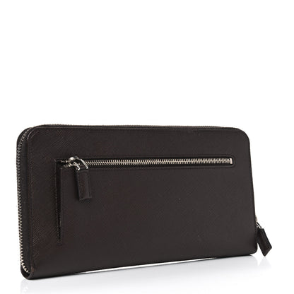 Prada Saffiano Large Zip Around Travel Wallet Brown 2 of 10