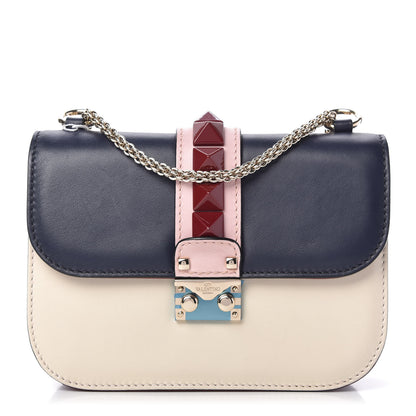Valentino Garavani Vitello Small Glam Lock Rockstud Flap Light Ivory Water Rose Marine Rubin 1 of 19