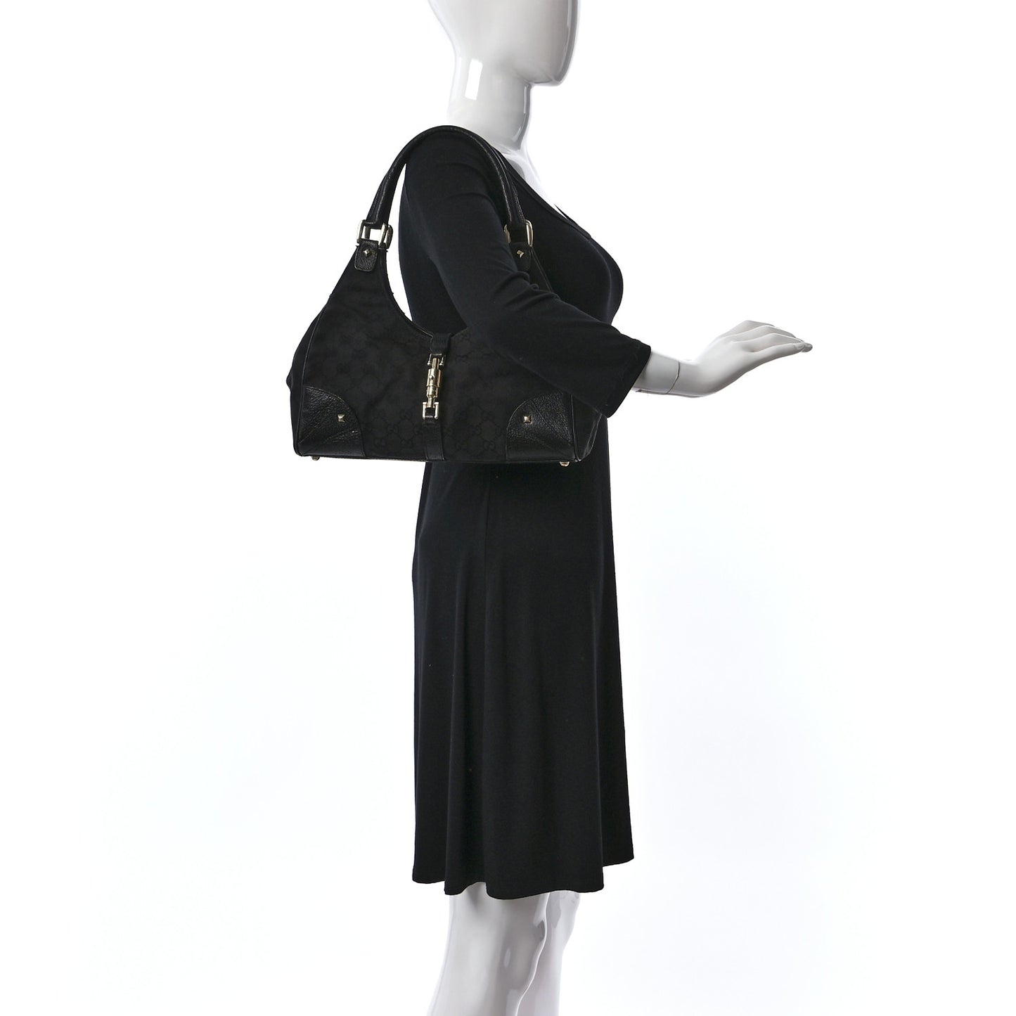 Monogram Calfskin Large Bardot Tote Black