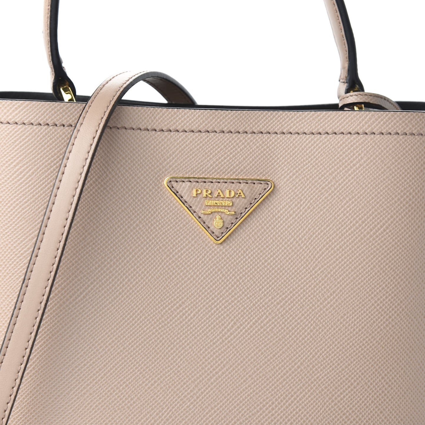Saffiano Cuir Medium Panier Bucket Bag Cipria Black