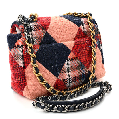 Chanel Tweed Quilted Medium Chanel 19 Flap Red Navy Multicolor 3 of 10