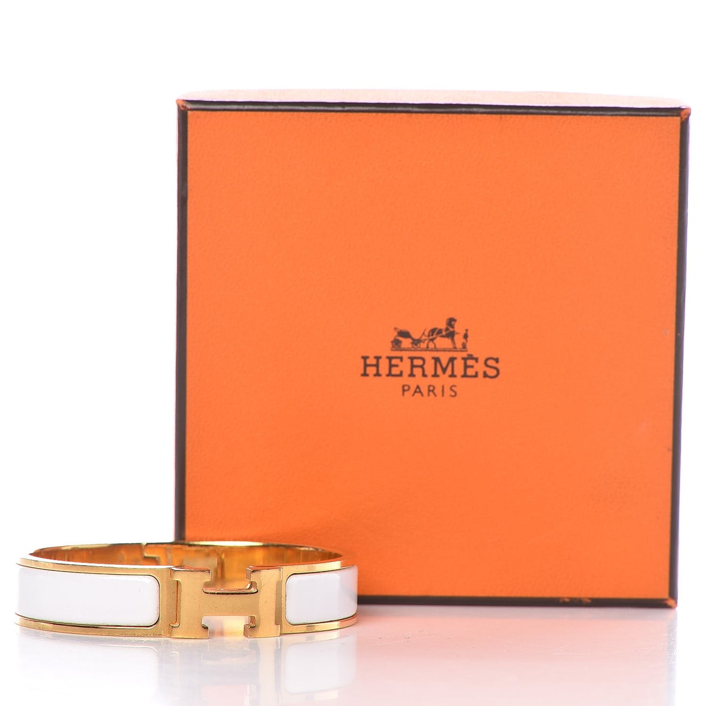 Enamel Narrow Clic Clac H Bracelet PM White