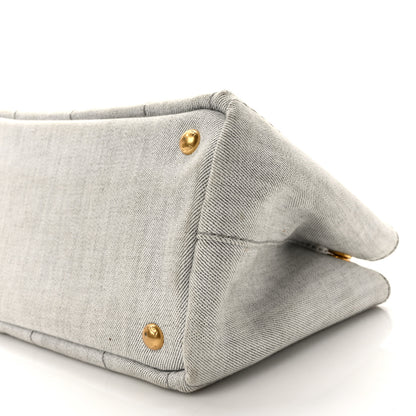 Prada Denim Small Logo Tote Bianco 10 of 12