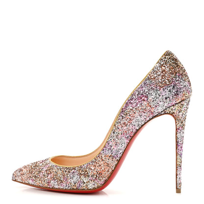 Christian Louboutin Glitter Aqua Ruban Met Pigalle Follies 100 Pumps 41 Rosette Gold 1 of 9