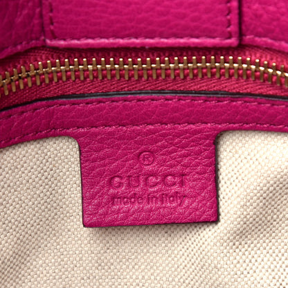 Gucci Pebbled Calfskin Medium Bamboo Shopper Tote Bright Bougainvillea 7 of 10