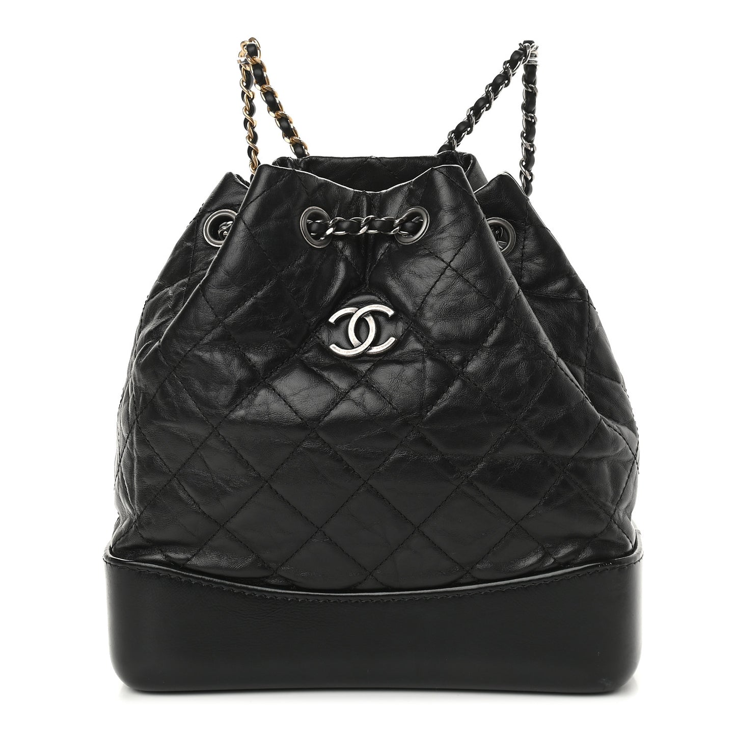 Aged Calfskin Quilted Small Gabrielle Backpack Black